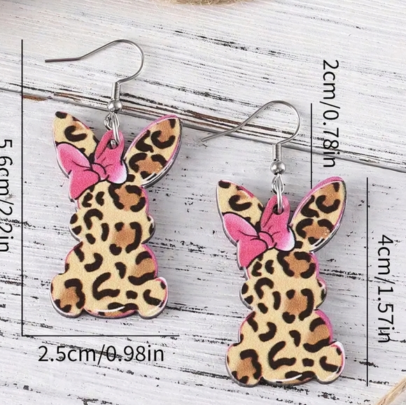 Fashion bunny print earrings-brand new. Leopard Print-ONLY SET LEFT - Picture 4 of 7